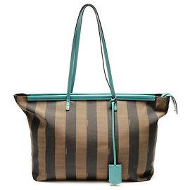 Fendi Pequin Canvas Shoulder Bag