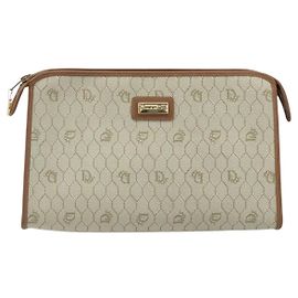 Christian Dior Vintage Honeycomb Zip Canvas and Leather