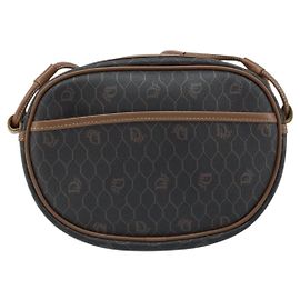 Christian Dior Vintage Honeycomb Canvas and Leather