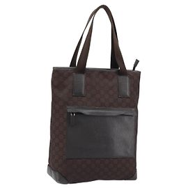 Borsa tote in tela GG Gucci marrone argento 180450 Auth 172731