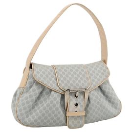 Céline Borsa a spalla in tela Macadam C di CELINE azzurro chiaro argento Auth LNZ508V