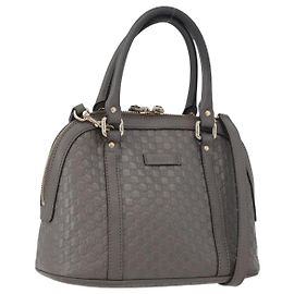 Bolso de lona Micro GG Guccissima de cuero 2 en 1 gris dorado 449654 Auth mr2015