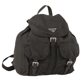 PRADA Backpack Nylon Gray Silver Auth BA10561