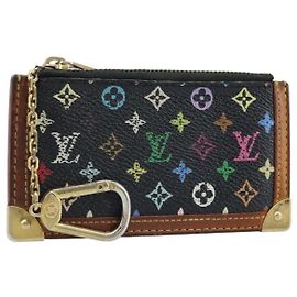 LOUIS VUITTON Multicolor Pochette Cles Coin Purse Black M13664 LV Auth ARZ265