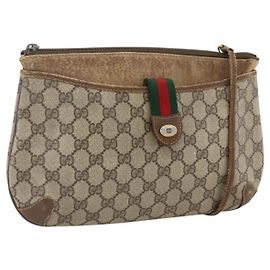 Gucci Borsa GG Supreme Web Sherry Line in PVC beige e oro 904 02 026 Auth LNZ369