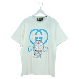 Camiseta de manga corta GUCCI GUCCI �~ Doraemon de algodón azul y blanco Auth 166963SM