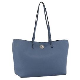 Fendi Borsa Tote Celeria in pelle azzurro chiaro argento Auth ka2780