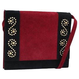 SAINT LAURENT Borsa a Spalla Camoscio Bordeaux Oro Auth 172534