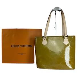 Borsa a mano vintage in pelle Vernis Louis Vuitton verde