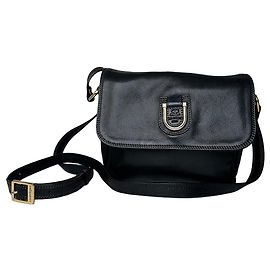 Borsa a spalla in pelle vintage Courreges nera
