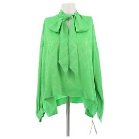 Balenciaga Blusa verde de seda con lazo