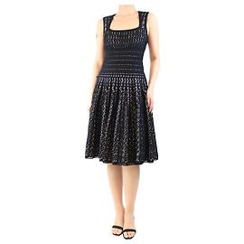Alaïa Vestido de malha dupla camada preta - tamanho UK 14