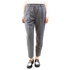 Brunello Cucinelli Grau gefaltete Wollhose - Größe UK 10