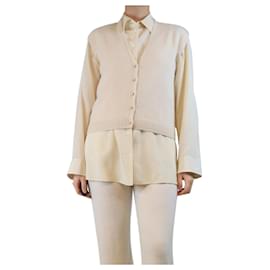 Creme Cashmere Knopf-Down Strickweste - Größe S - Autre Marque