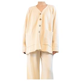 Cremefarbener gerippter Cardigan - Größe XL - Totême