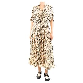 Claudie Pierlot Abito midi stampato crema - taglia UK 14