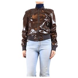 Dolce & Gabbana Chaqueta de piel de cordero marrón - talla UK 16