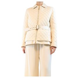 Salvatore Ferragamo Cremfarbene gesteppte Jacke - Größe UK 16