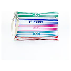 Borsa clutch in tela di cotone multicolore Coco Mark della serie 27 di Chanel 2019