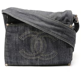 Borsa a spalla in denim scintillante Chanel Coco Mark