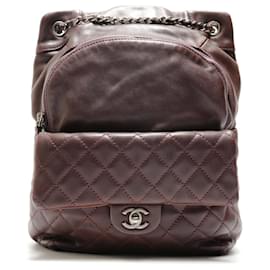Chanel Rucksack aus braunem Lammleder mit Matelassé