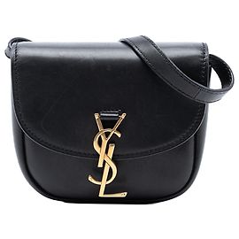 Borsa a tracolla Kaia in pelle nera con monogramma Saint Laurent