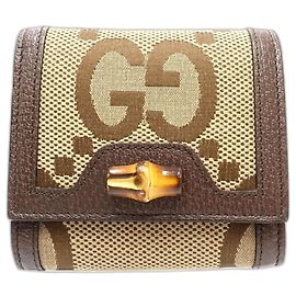 Gucci Diana Kompaktgeldbörse aus beigem Canvas