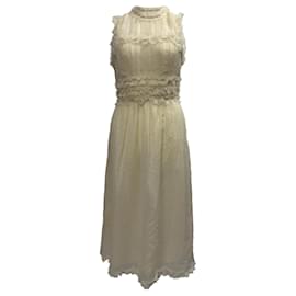 Vestido Midi Plisado Aberdeen en Lana Marfil Ulla Johnson