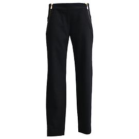 Versace Side-Zipped Accent Slim-Fit Trousers in Black Cotton