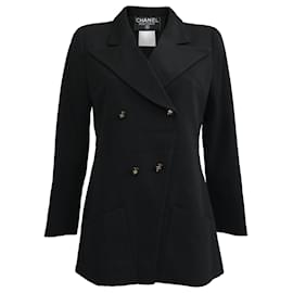Chanel Double-Breasted Blazer in Black Wool