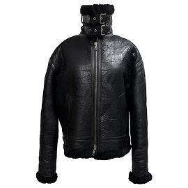 Giacca in pelle di agnello nera foderata in shearling stropicciato Balenciaga