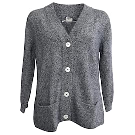 Cárdigan de lana gris de punto con botones Hermès