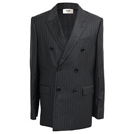 Céline Celine gestreifter Doppelreiher-Blazer aus schwarzer Wolle