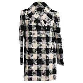 Abrigo de tweed a cuadros de doble botonadura en algodón multicolor de Chanel