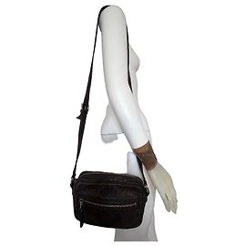 Gucci braune Leder-embossierte Monogramm-Umhängetasche