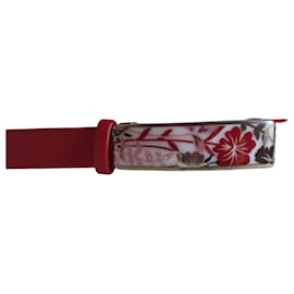 Autre Marque Gioielli Bracciale BERNARDEAU Porcellana Pelle ROSSA, Tema Floreale 21.5cm