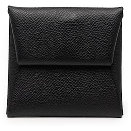 Porte-monnaie Bastia Hermès en cuir Epsom noir