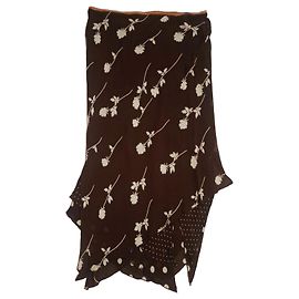 Elie Saab Gonna lunga marrone con stampa floreale e pois