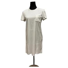 Weißes Baumwoll-T-Shirt-Kleid von Hermès Paris mit bestickter Tasche