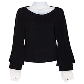 Blusa nera vintage in lana Chanel