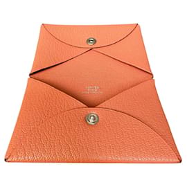 Portafoglio Hermès Calvi in pelle di capra rosa