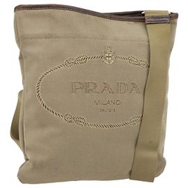Borsa a Spalla PRADA in Tela Beige Argento Autentica 172784
