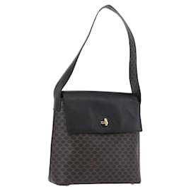 Céline Borsa a Spalla in Tela Macadam CELINE in Pelle PVC Nera e Dorata Auth 171442V