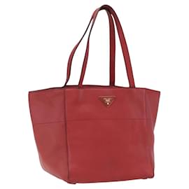 Prada Tote Bag aus Leder Rot Gold Auth mr2039