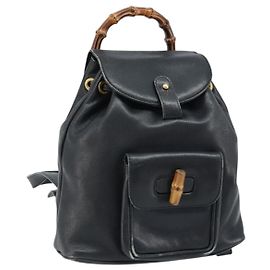 Zaino in Pelle Gucci Bamboo Nero Oro 003 1705 0030 Auth ka2738