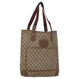Borsa Sherry Line GG Supreme Web di GUCCI in PVC beige e oro 002 904 0223 Auth 172936