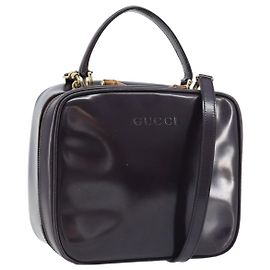 Borsa a mano GUCCI Bamboo in pelle verniciata 2 in 1 Viola Oro 000 270 0323 Auth bs33222