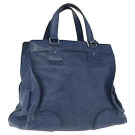 Céline Borsa a mano CELINE in pelle blu argento Auth 173519