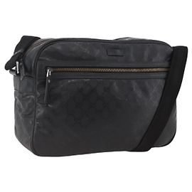 Borsa a Spalla GUCCI GG Implementation PVC Nero Argento 211107 Auth bs33520