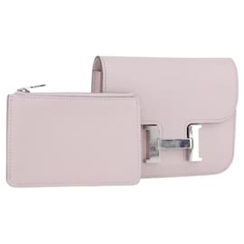 HERMES Portafoglio Constance Slim Pelle Rosa Argento Auth 172366SM - Hermès